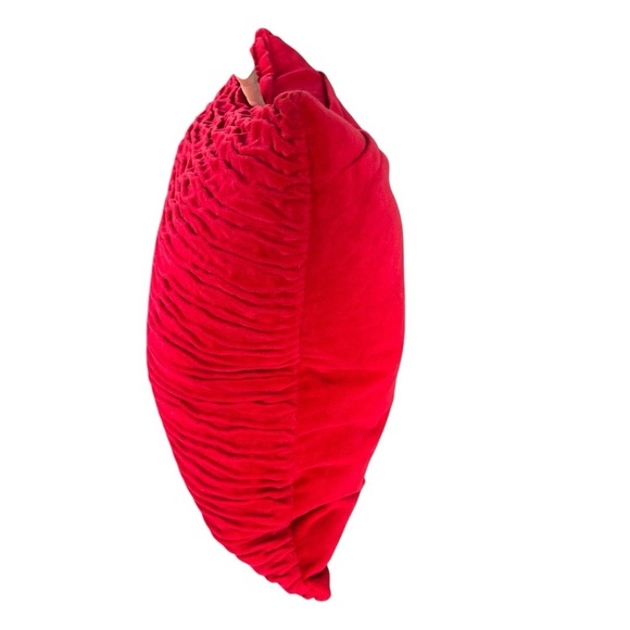 Crate & Barrel Lyra Red Velvet Textured Accent Pillow Set 20 x 20 Down Insert - Picture 5 of 9